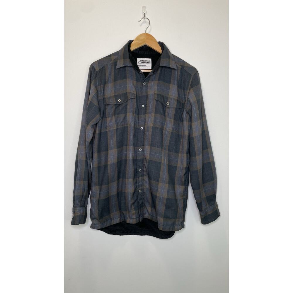 Mountain Khakis Christopher Fleece Lined Shirt Plaid Outdoor Snap Shacket S